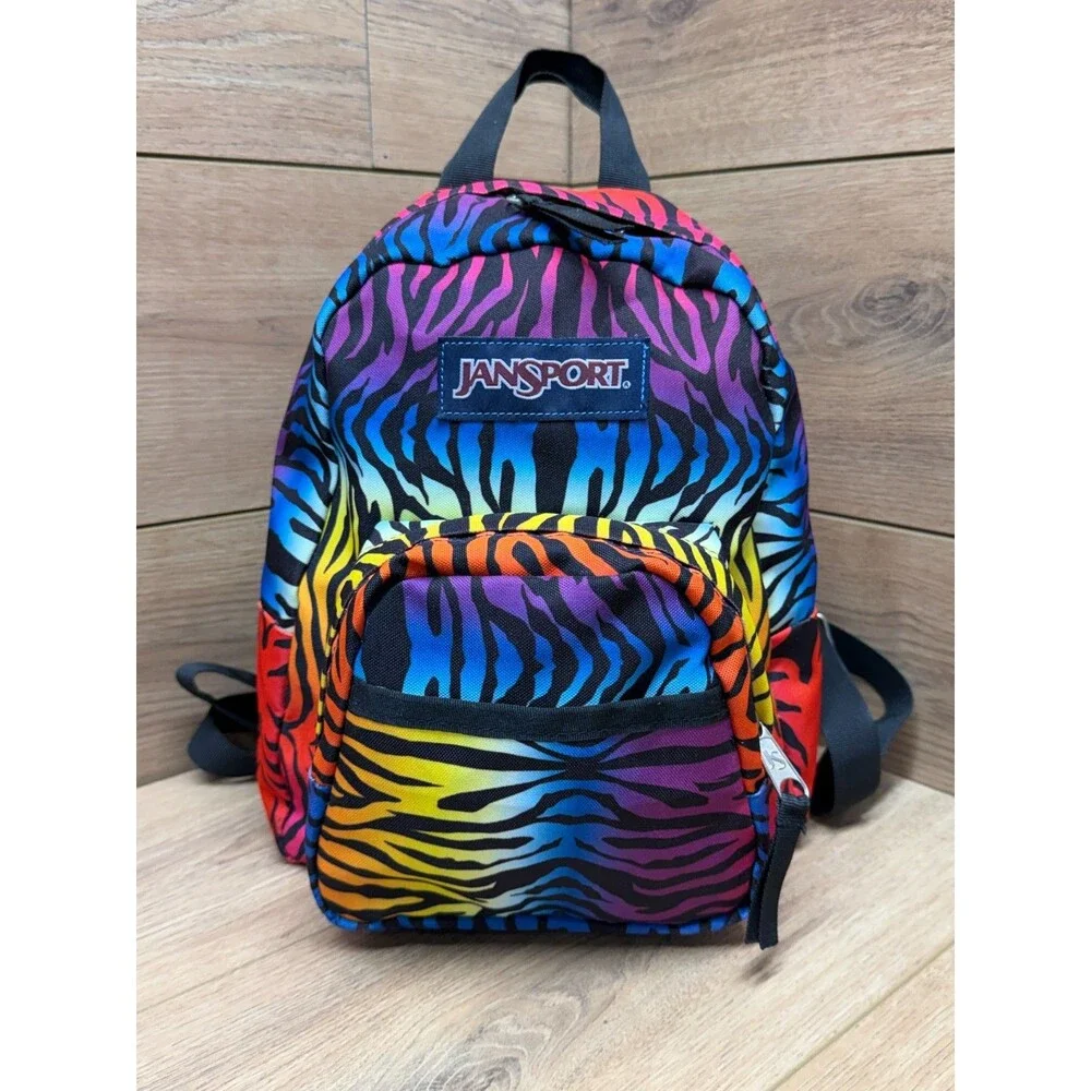 JanSport Rainbow Zebra Print Mini Backpack Made in USA - 90s Vintage